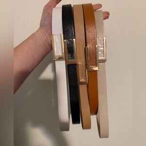 Elegant Women's Thin Leather Belt Set NWOT